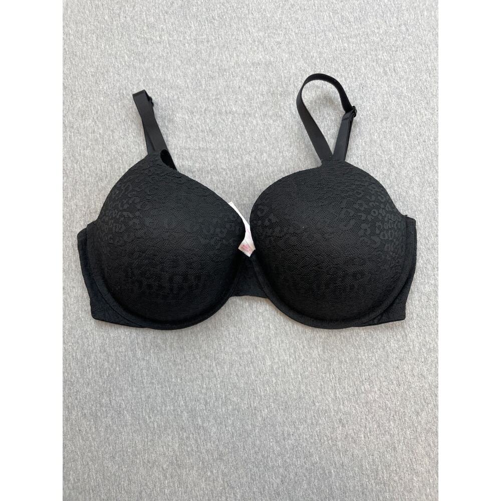 Victorias Secret PINK Bra Women 38DDD Black Lace Wear Everywhere T Shirt